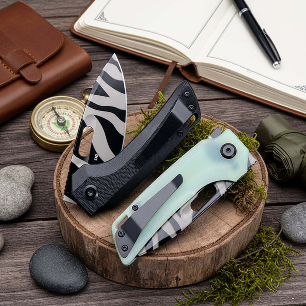 Handle Folding Utility Knife, Tiger Stripe Pocket Knife, Boxed Folding Pocket Knife - Hadi Craft