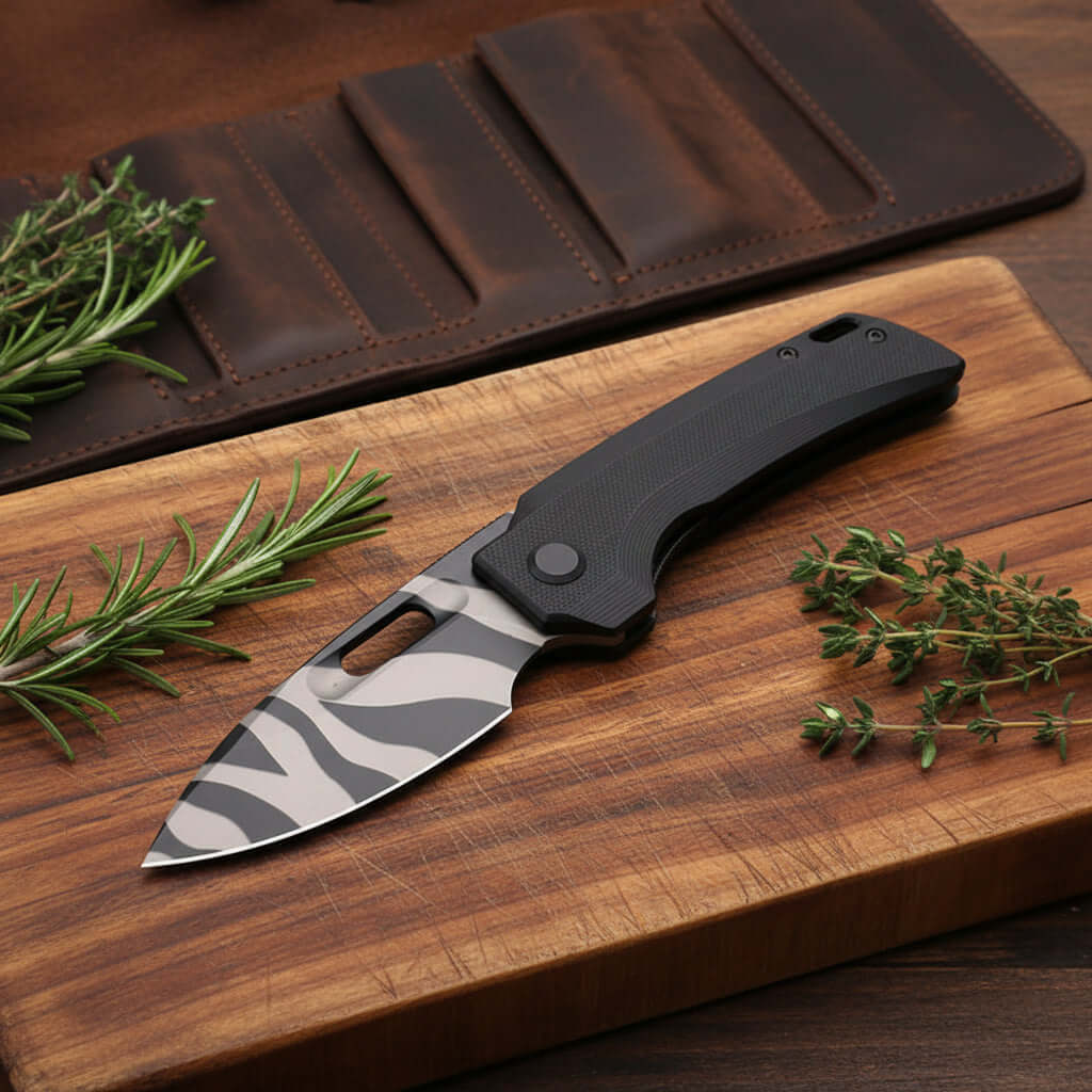 Handle Folding Utility Knife, Tiger Stripe Pocket Knife, Boxed Folding Pocket Knife - Hadi Craft