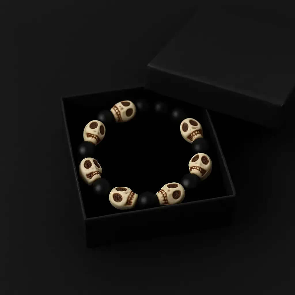 Handmade Halloween Skull stone Bead Bracelet - Hadi Craft