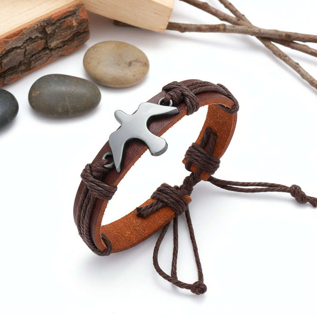 Handmade Leather Bracelet - Stylish Adjustable Wristband