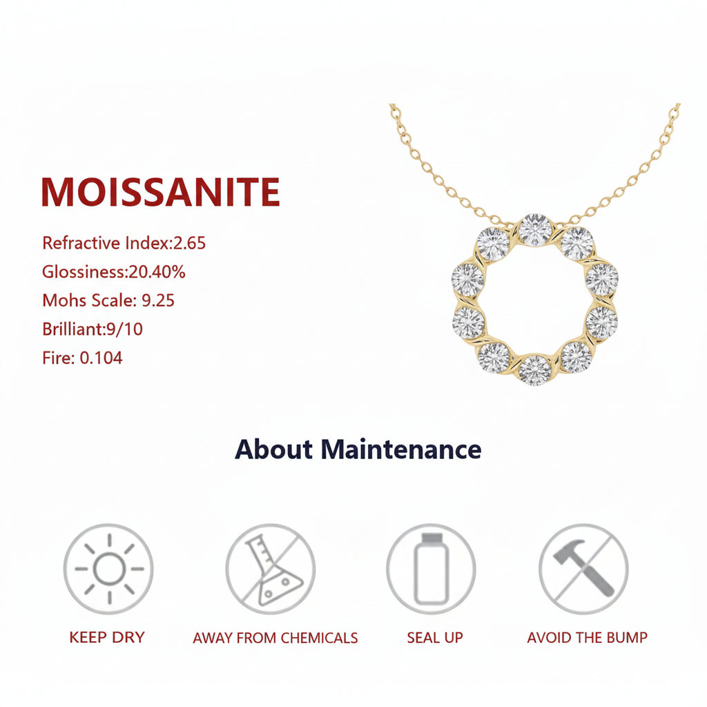 Silver Necklace with Circular Twisted Hollow Moissanite Design