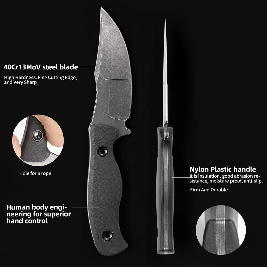 Super Sharp Stainless Steel Fixed Blade Hunting Knife for Camping & Survival