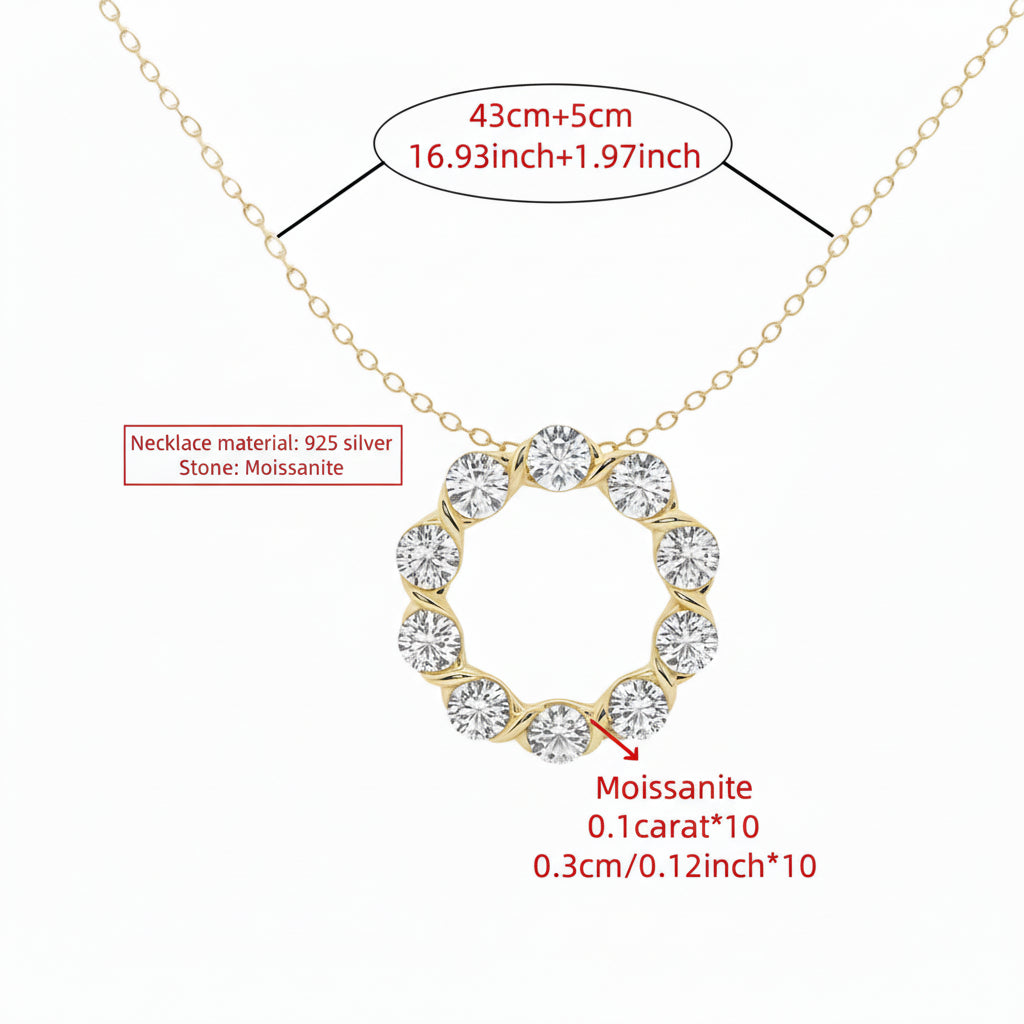 Silver Necklace with Circular Twisted Hollow Moissanite Design
