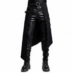 Men's Gothic Punk Kilt Skirt featuring leather accents and metal details