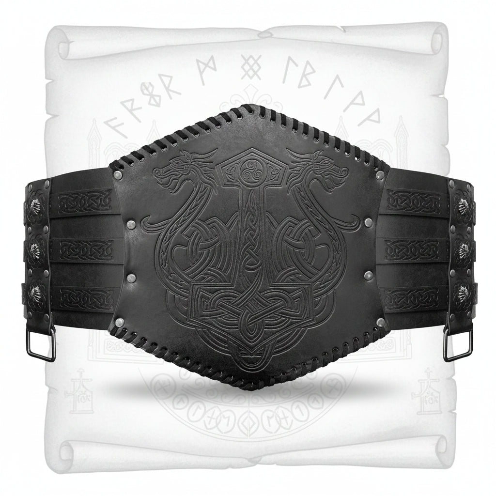 Medieval Viking Wear Wide PU Leather Belt Armor Costume Heavy Embossed Waistband
