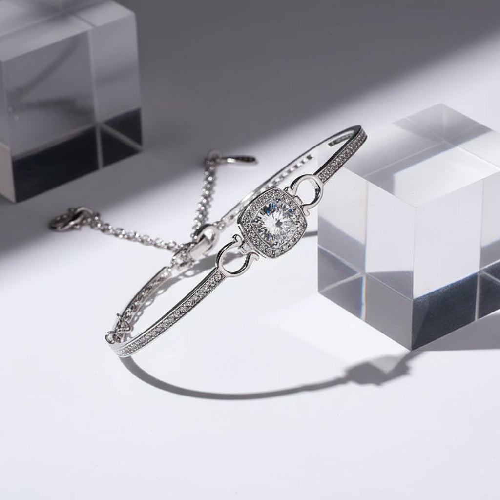 1 Carat Moissanite Square Bag Bracelet 925 Sterling Silver Stylish