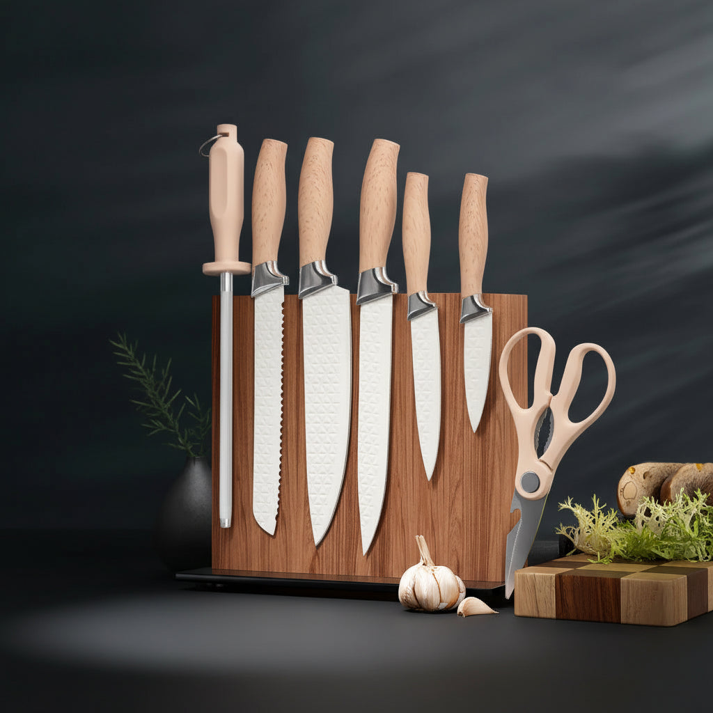 7-Piece Stainless Steel Chef Knife Set with Storage Case & Scissor