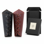 PU leather Viking arm guard in black and brown with packaging