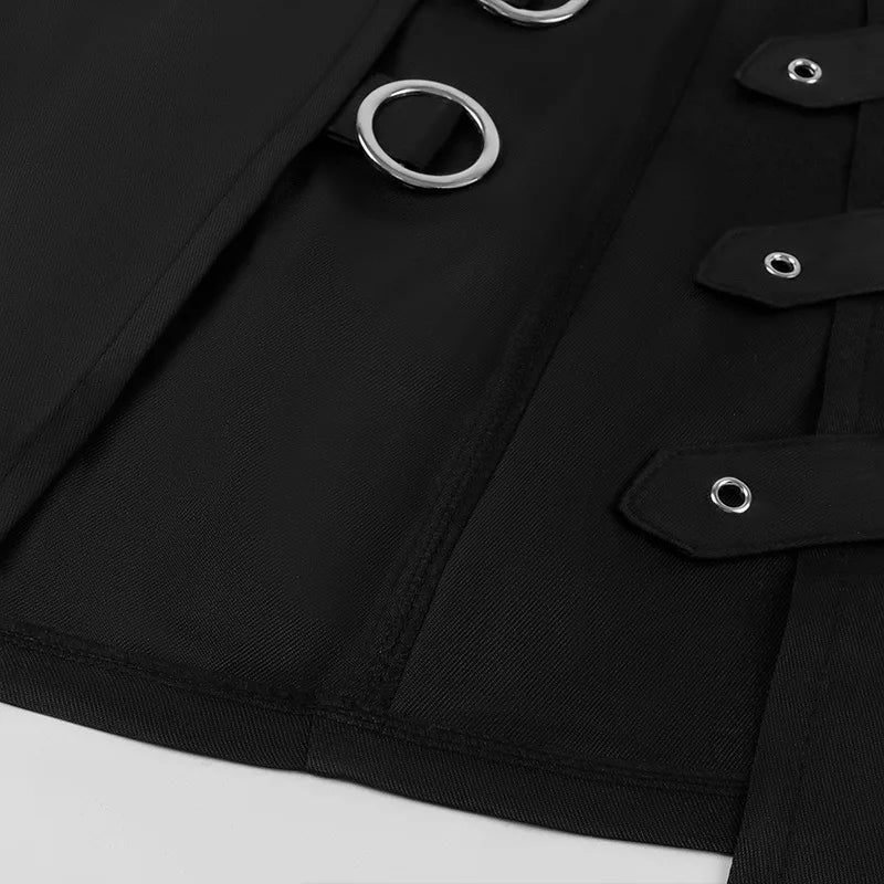 Men's Gothic Punk Kilt Skirt Medieval Roman Warrior Leather Belt Black Cosplay Costume