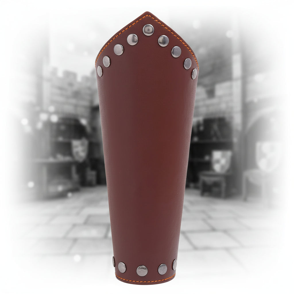 PU leather Viking arm guard with metal accents and handwoven design