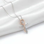 Heart Shaped Cross Necklace for Women White Gold Electroplated Jewelry - Hadi Craft