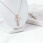 Heart Shaped Cross Necklace for Women White Gold Electroplated Jewelry - Hadi Craft