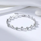 Heart moissanite bracelet Silver White Heart Elegant Charm Party Gifts - Hadi Craft