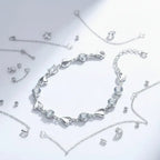 Heart moissanite bracelet Silver White Heart Elegant Charm Party Gifts - Hadi Craft