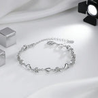 Heart moissanite bracelet Silver White Heart Elegant Charm Party Gifts - Hadi Craft