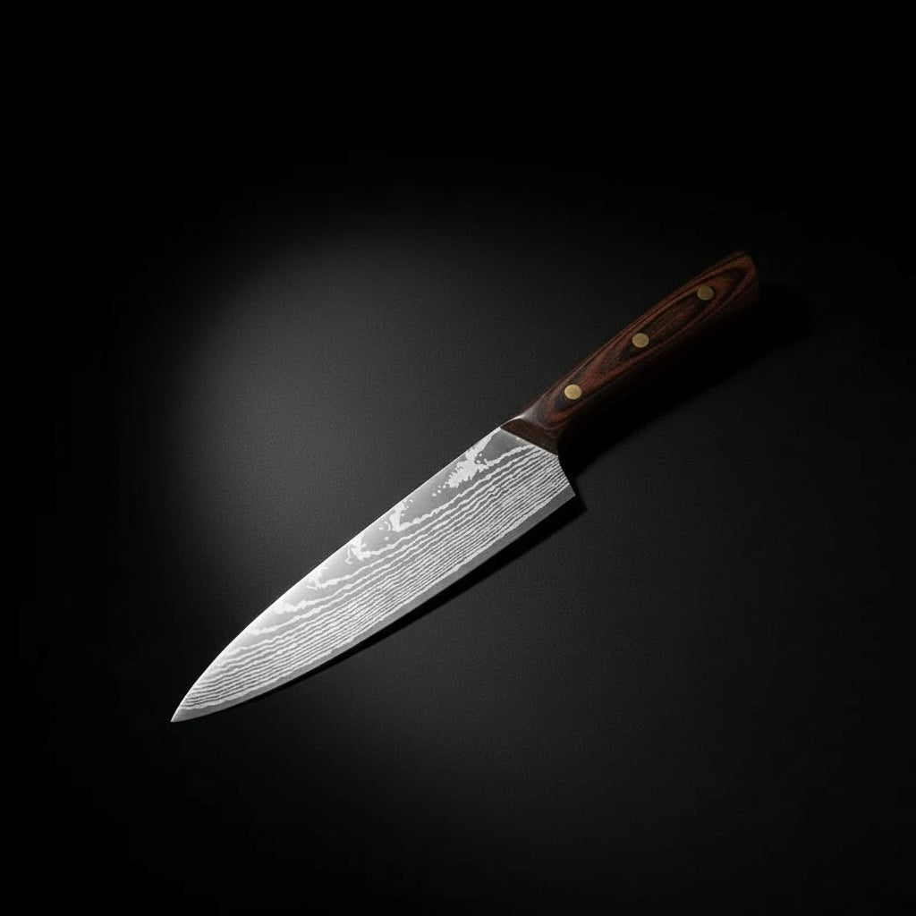 8-Inch 3Cr13 Stainless Steel Chef Knife with Wooden Handle – Vintage Style