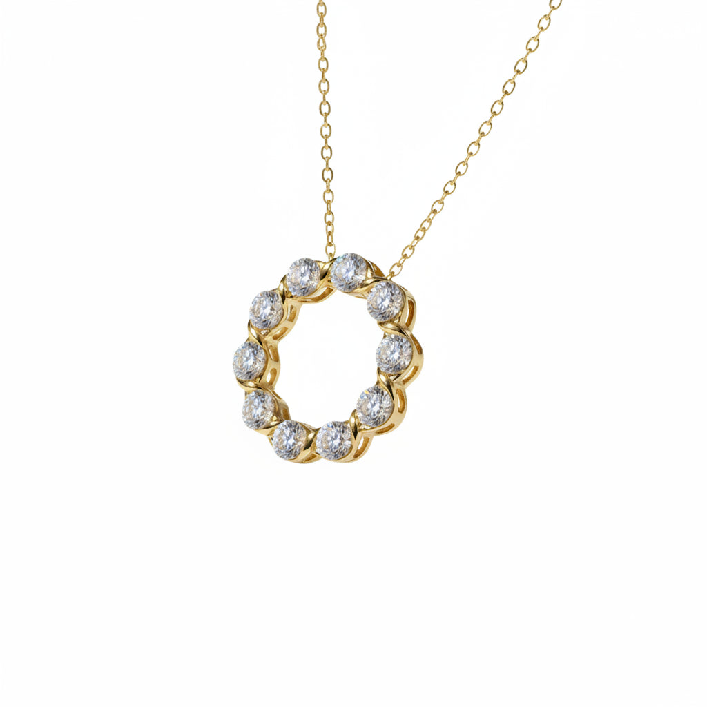 Silver Necklace with Circular Twisted Hollow Moissanite Design