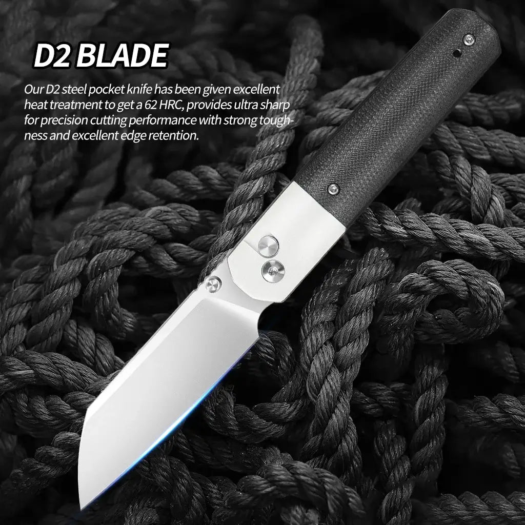 High-Quality D2 Stainless Steel Folding Pocket Knife for Camping, Hunting & Survival - Hadi Craft