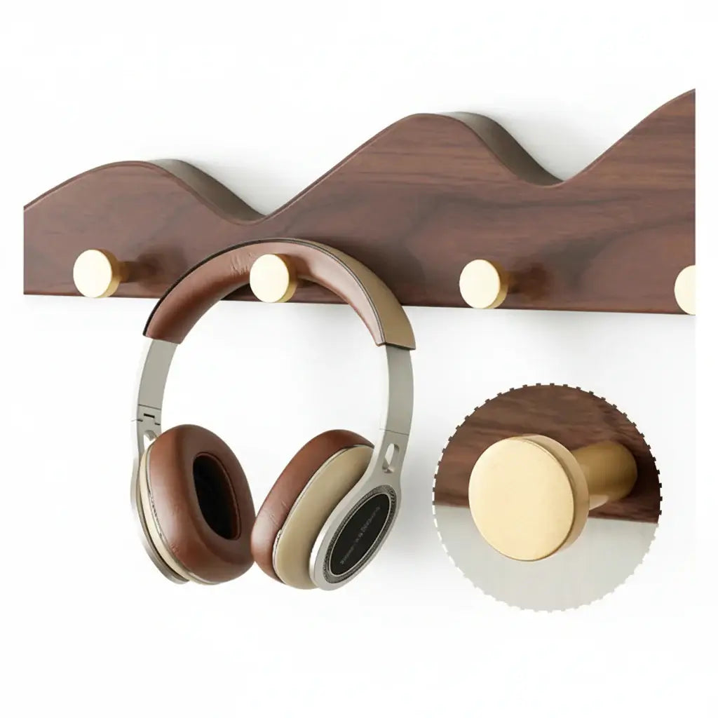 Hill Shape Wooden Wall Hook Rack Coat & Storage Organizer