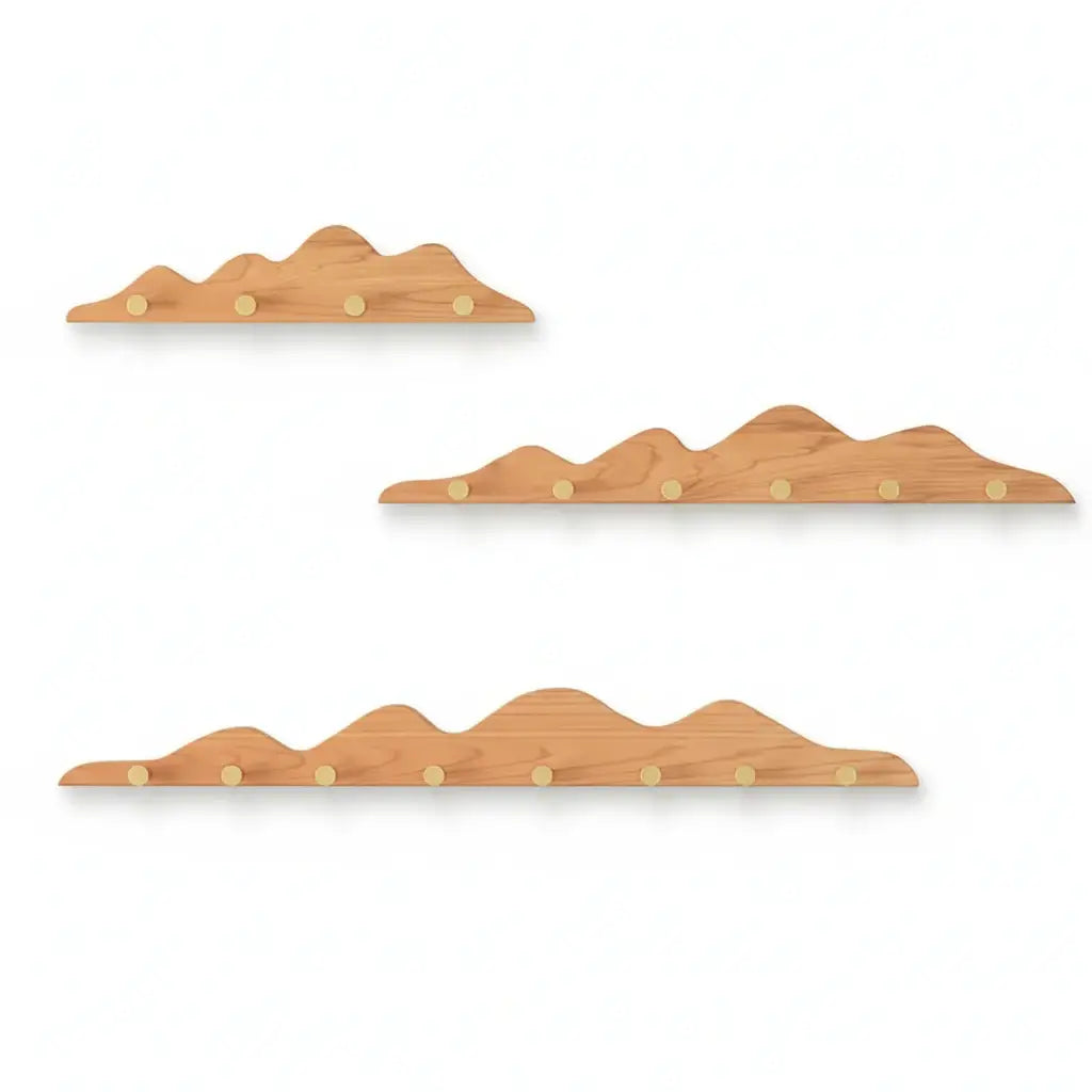Hill Shape Wooden Wall Hook Rack Coat & Storage Organizer