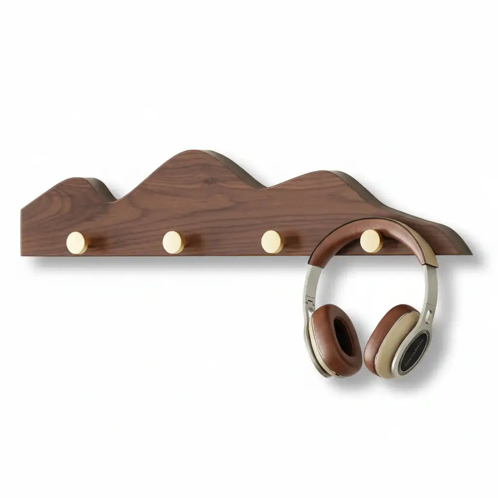 Hill Shape Wooden Wall Hook Rack Long Row Coat & Storage Organizer - Hadi Craft