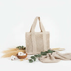 Hollow Cutout Straw beach Bag Casual Large Cotton Thread Woven Bag - Hadi Craft