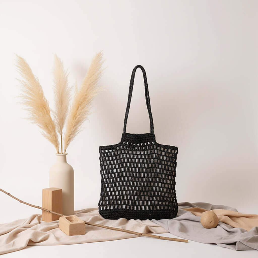 Hollow out straw beach bag Vacation Beach Bag Shoulder Bag - Hadi Craft