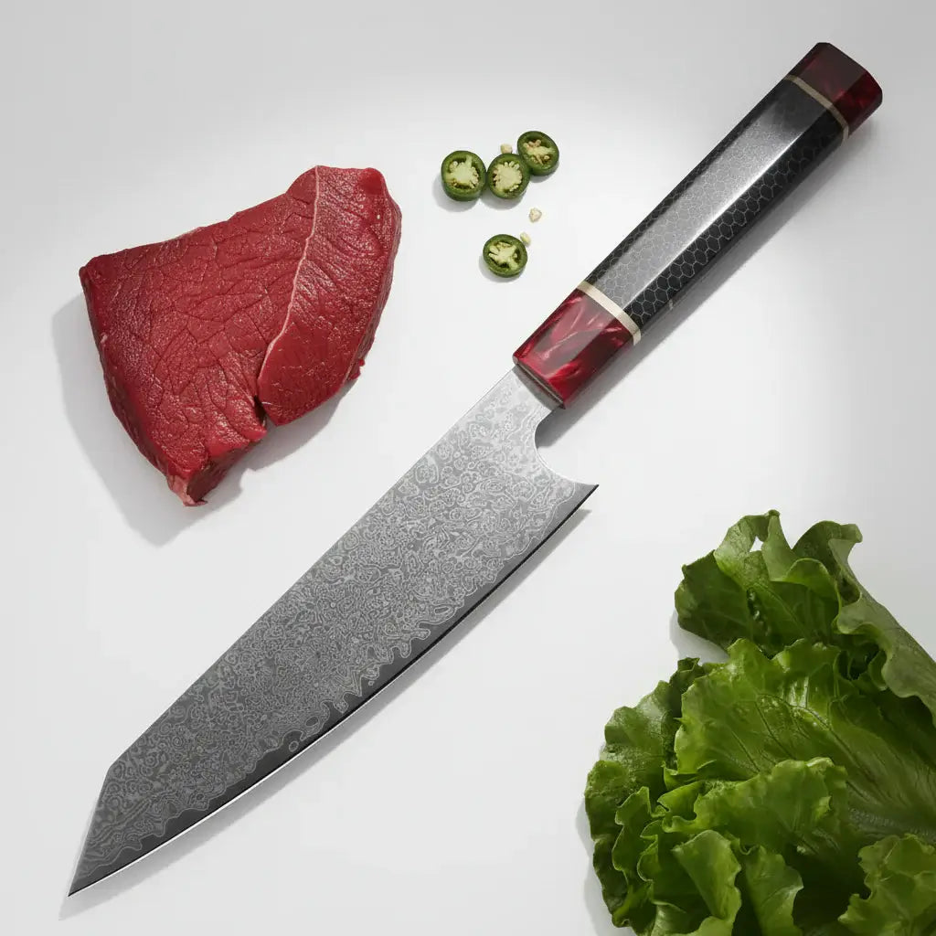 Japanese Damascus Cleaver Knife 8 inch - Hadi Craft