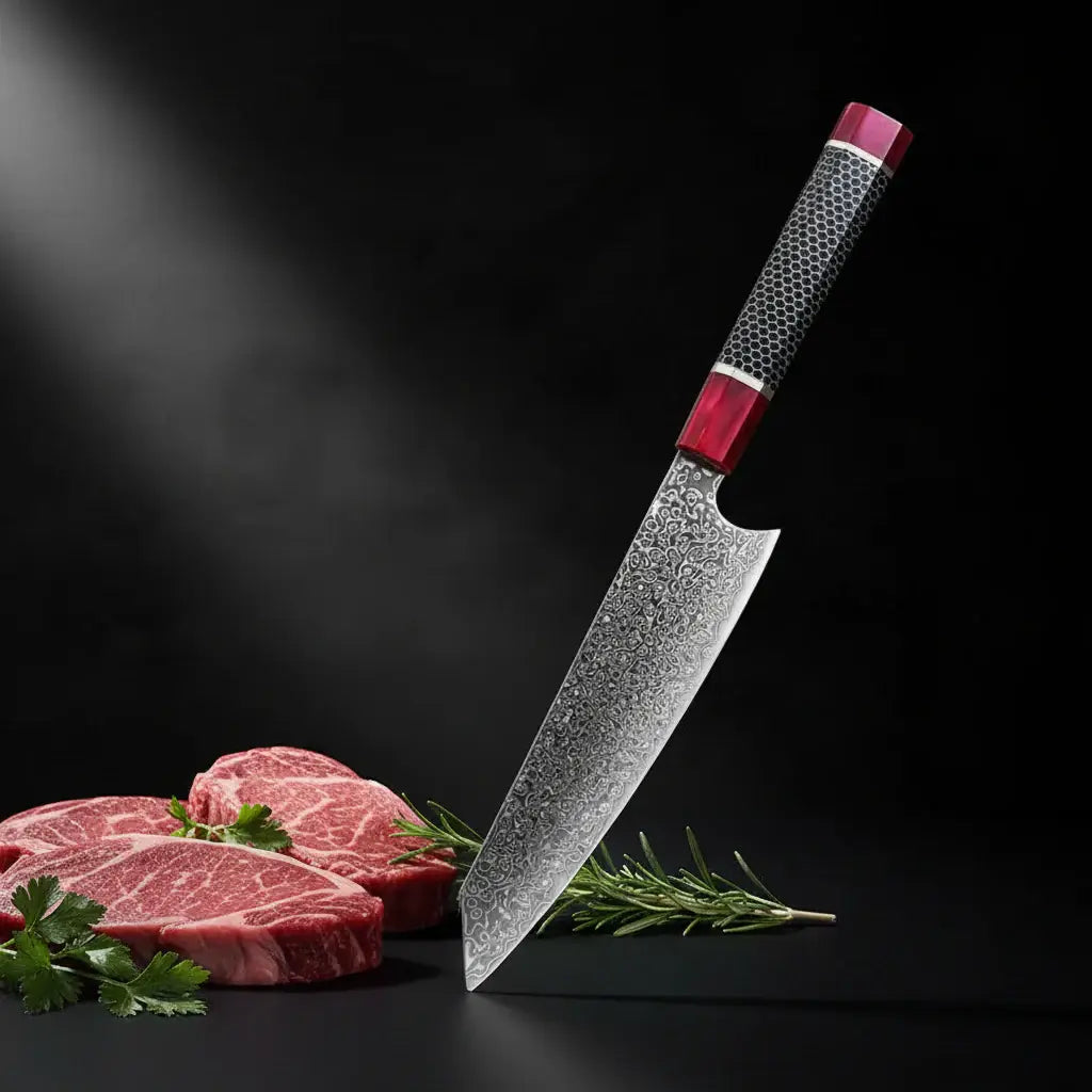 Japanese Damascus Cleaver Knife 8 inch - Hadi Craft