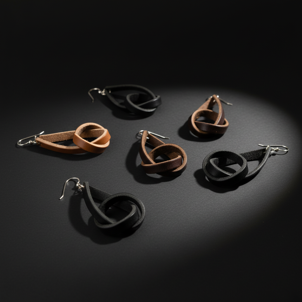 Premium Full Grain Leather Knot Earrings | Handmade Leather Hoop Earrings | Minimalist Statement Jewelry