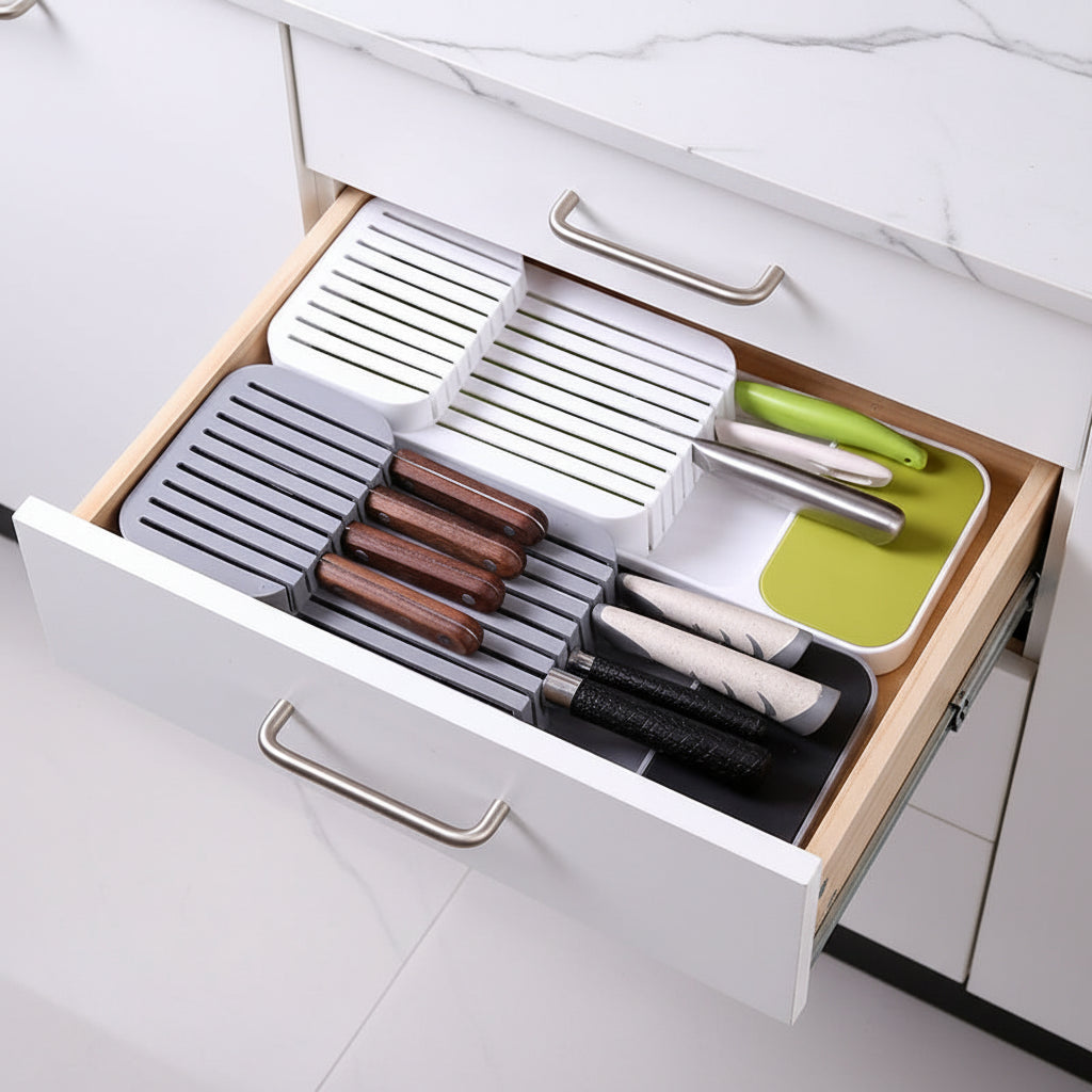 Kitchen drawer organizer for cutlery Kitchen Knife Spice Storage Tray - Hadi Craft