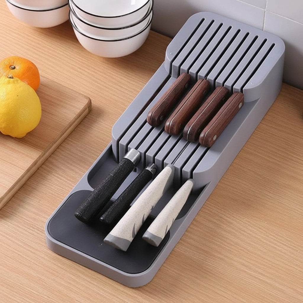 Kitchen knife drawer organizer Knife Storage Box with Separation Slots - Hadi Craft