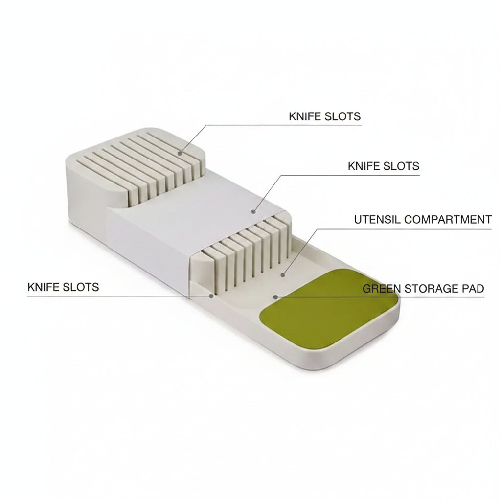 Kitchen knife drawer organizer Knife Storage Box with Separation Slots - Hadi Craft