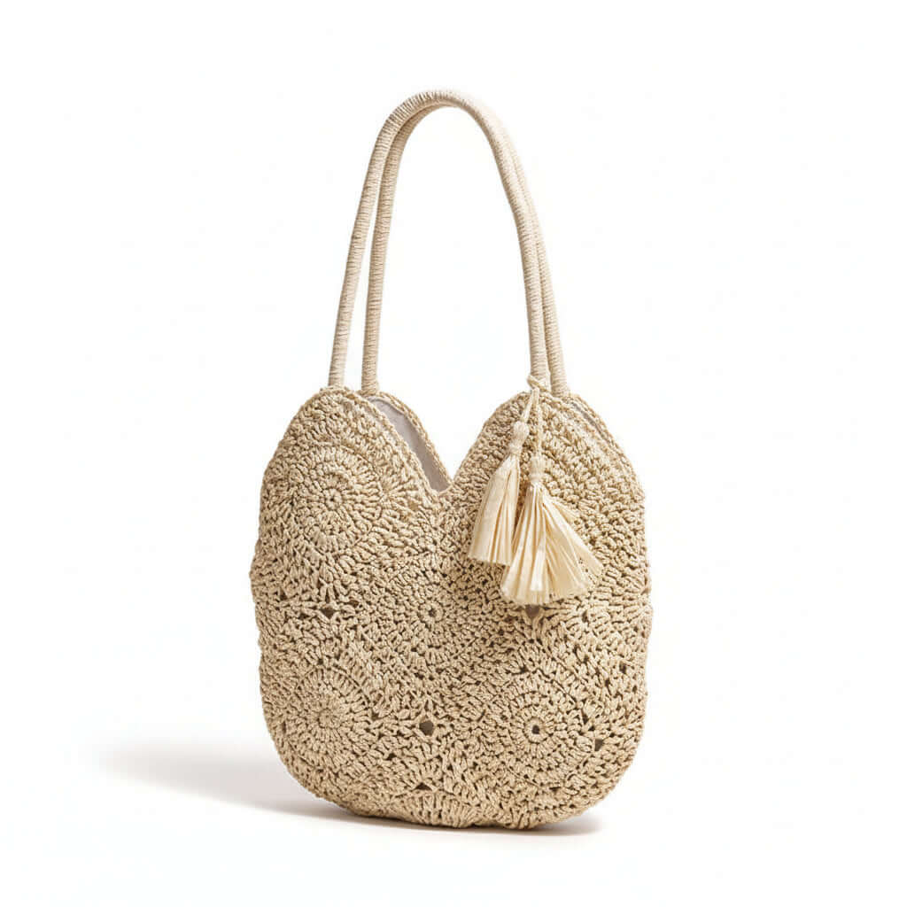 Large Capacity Straw Bag Shoulder Woven Bag - Hadi Craft