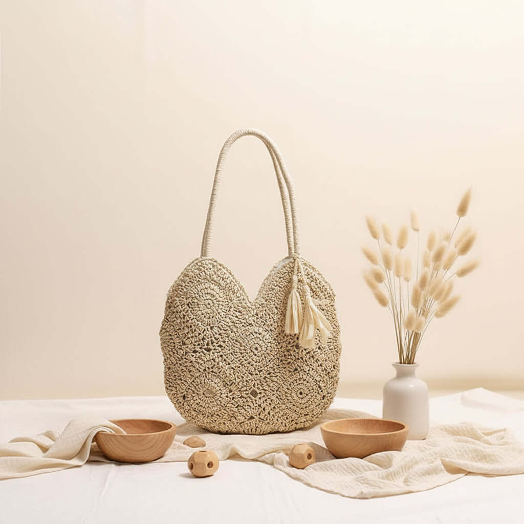 Large Capacity Straw Bag Shoulder Woven Bag - Hadi Craft