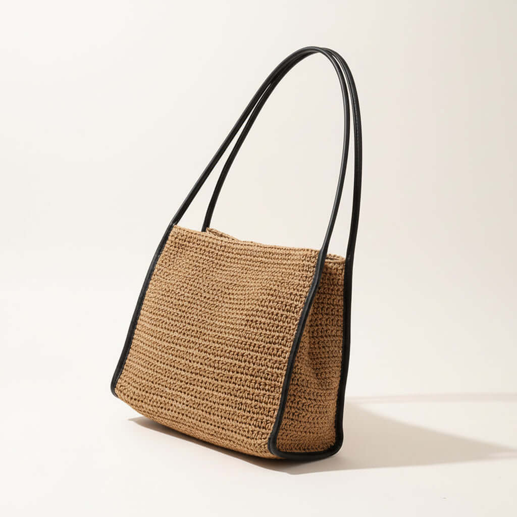 Large capacity straw beach bag French Straw Bag Niche Woven Bag - Hadi Craft