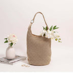 Large capacity straw beach bag Portable Bucket Woven Bag - Hadi Craft