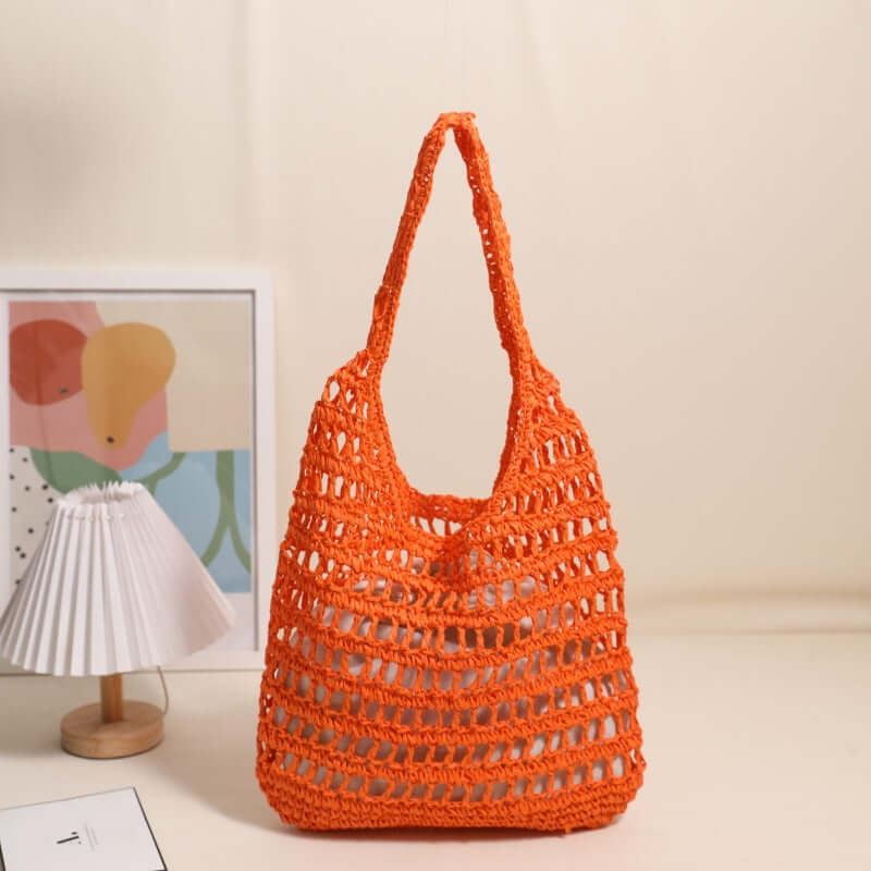 Large capacity straw beach bag Seaside Vacation French Straw Bag - Hadi Craft