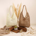 Large capacity straw beach bag Seaside Vacation French Straw Bag - Hadi Craft