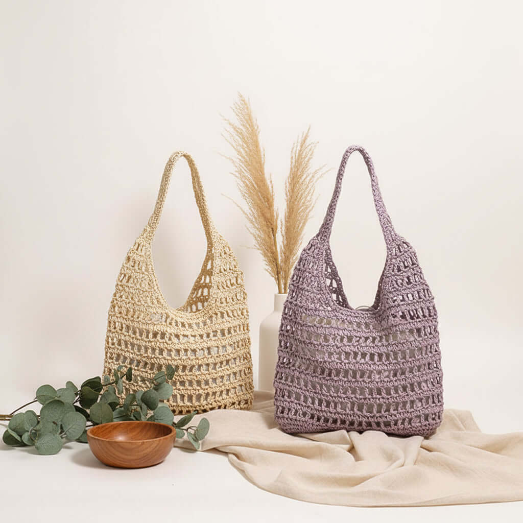 Large capacity straw beach bag Seaside Vacation French Straw Bag - Hadi Craft