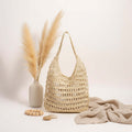 Large capacity straw beach bag Seaside Vacation French Straw Bag - Hadi Craft