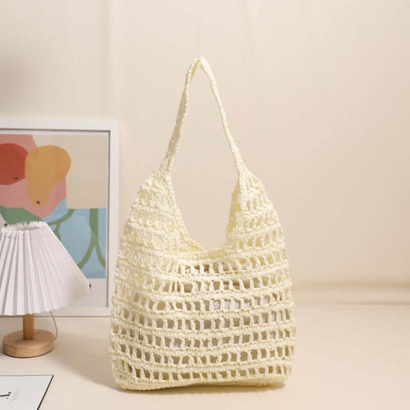 Large capacity straw beach bag Seaside Vacation French Straw Bag - Hadi Craft