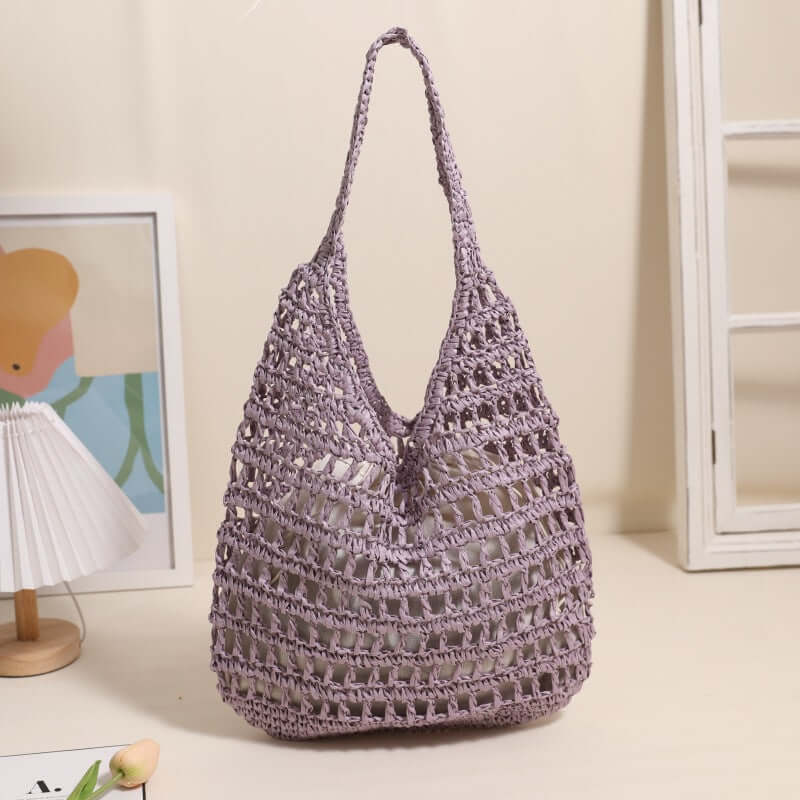 Large capacity straw beach bag Seaside Vacation French Straw Bag - Hadi Craft