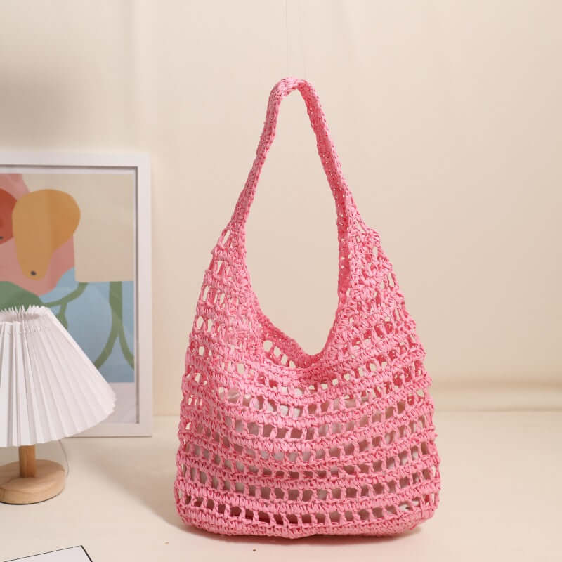 Large capacity straw beach bag Seaside Vacation French Straw Bag - Hadi Craft