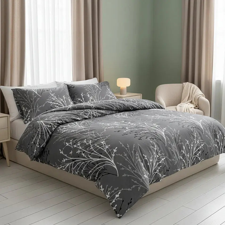 Leaf Floral Duvet Cover Set 1 Duvet Cover & 2 Pillowcase - Hadi Craft