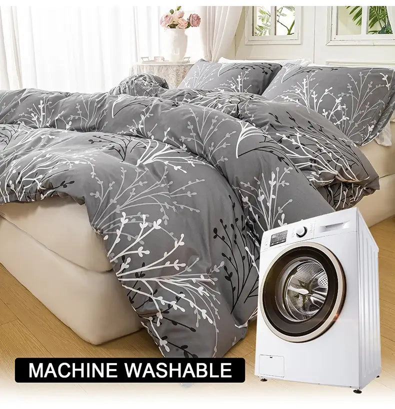 Leaf Floral Duvet Cover Set 1 Duvet Cover & 2 Pillowcase - Hadi Craft