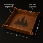 Leather catchall tray customize laser engraving desk organizer tray - Hadi Craft