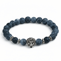Lion charm black agate bracelet - Black Agate stone Perfect for Gift - Hadi Craft
