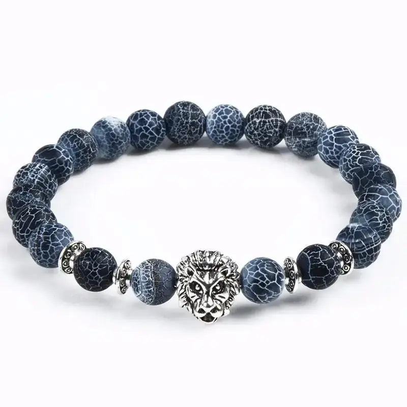 Lion charm black agate bracelet - Black Agate stone Perfect for Gift - Hadi Craft