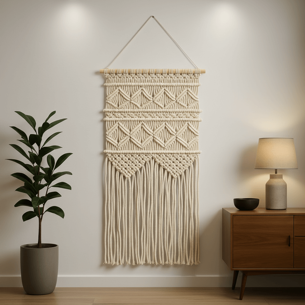 Macrame Wall Hanging, Boho Wall Decor, Bohemian Home Decor, Cotton Macrame, Wall Art - Hadi Craft